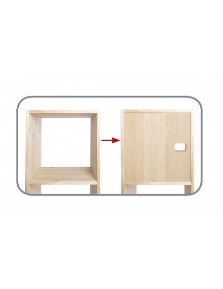Accesorio puerta de madera de pino para estantería modular