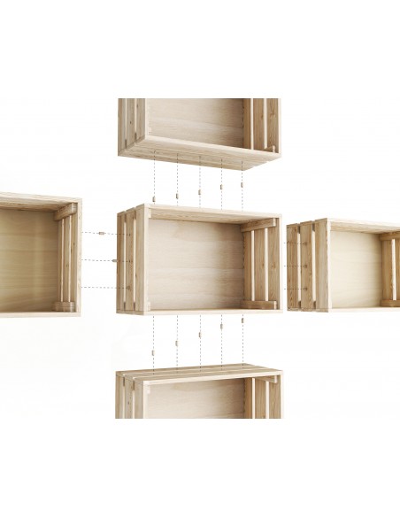 Caja mediana Homebox de madera de pino encajable y apilable