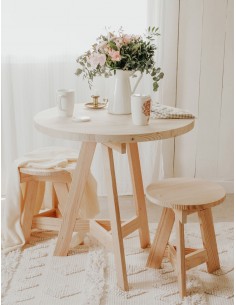 Tablero de mesa redondo de madera de pino