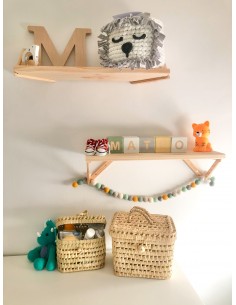 Estante mural de madera maciza de pino 21x62x26 cm