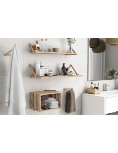 Estante mural de madera maciza de pino 21x62x26 cm