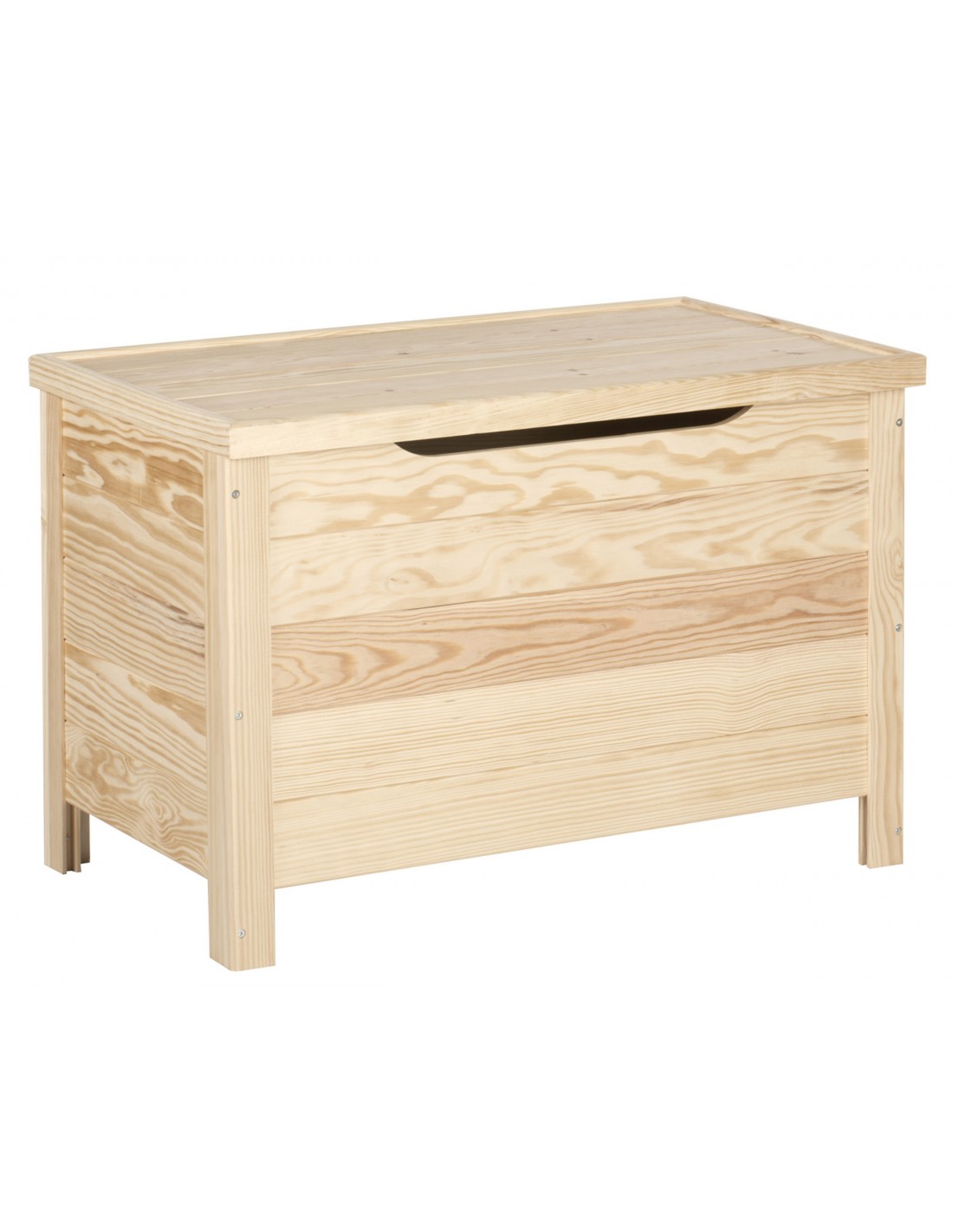 Baúl de almacenaje de madera de pino 70x48x40 cm Astigarraga - Cablematic