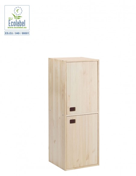 Armario vertical de 2 puertas de madera de pino