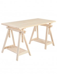 Mesa escritorio de madera con caballete natural...