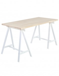 Mesa escritorio de madera con caballete blanco DECO