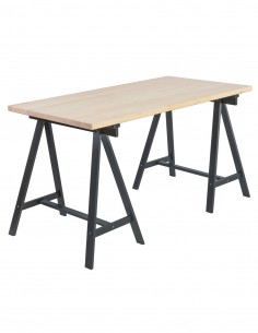 Mesa escritorio de madera con caballete negro DECO