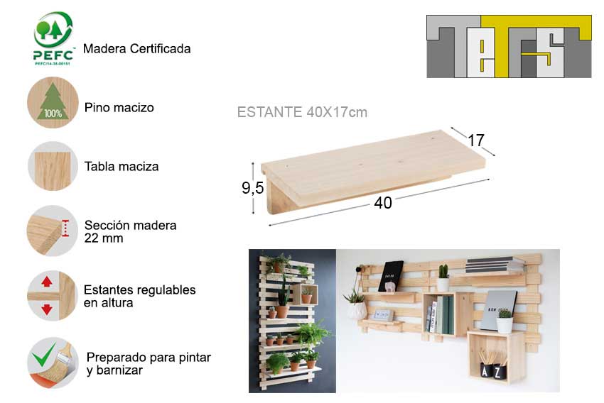 Panel mural de madera 40X17 cm - Astideco