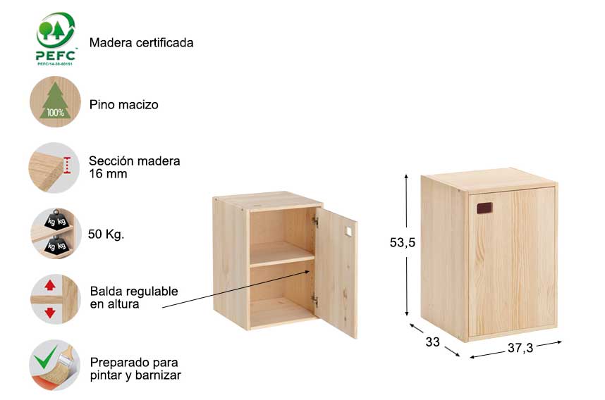 Armario de almacenaje modular 1 puerta DINAMIC - Astideco