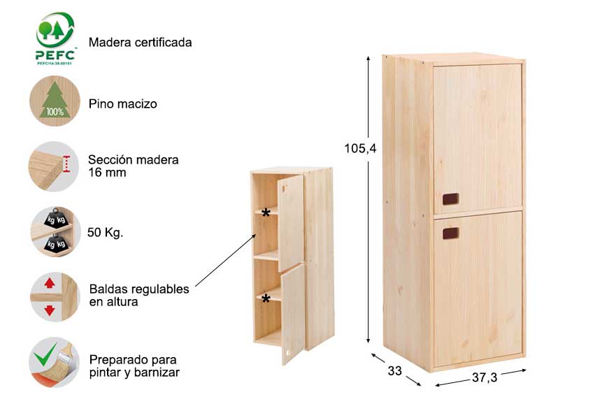 Armario de almacenaje modular 2 puertas vertical - Astideco